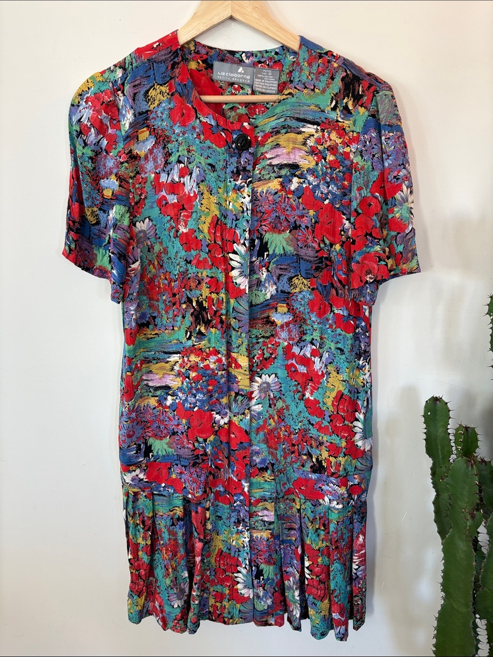 Vintage Multicolor Floral Print Short Sleeve Women's Dress